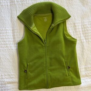 Lands’ End Green Fleece Vest | Rib Knit Collar | Size S | Gorpcore Layering